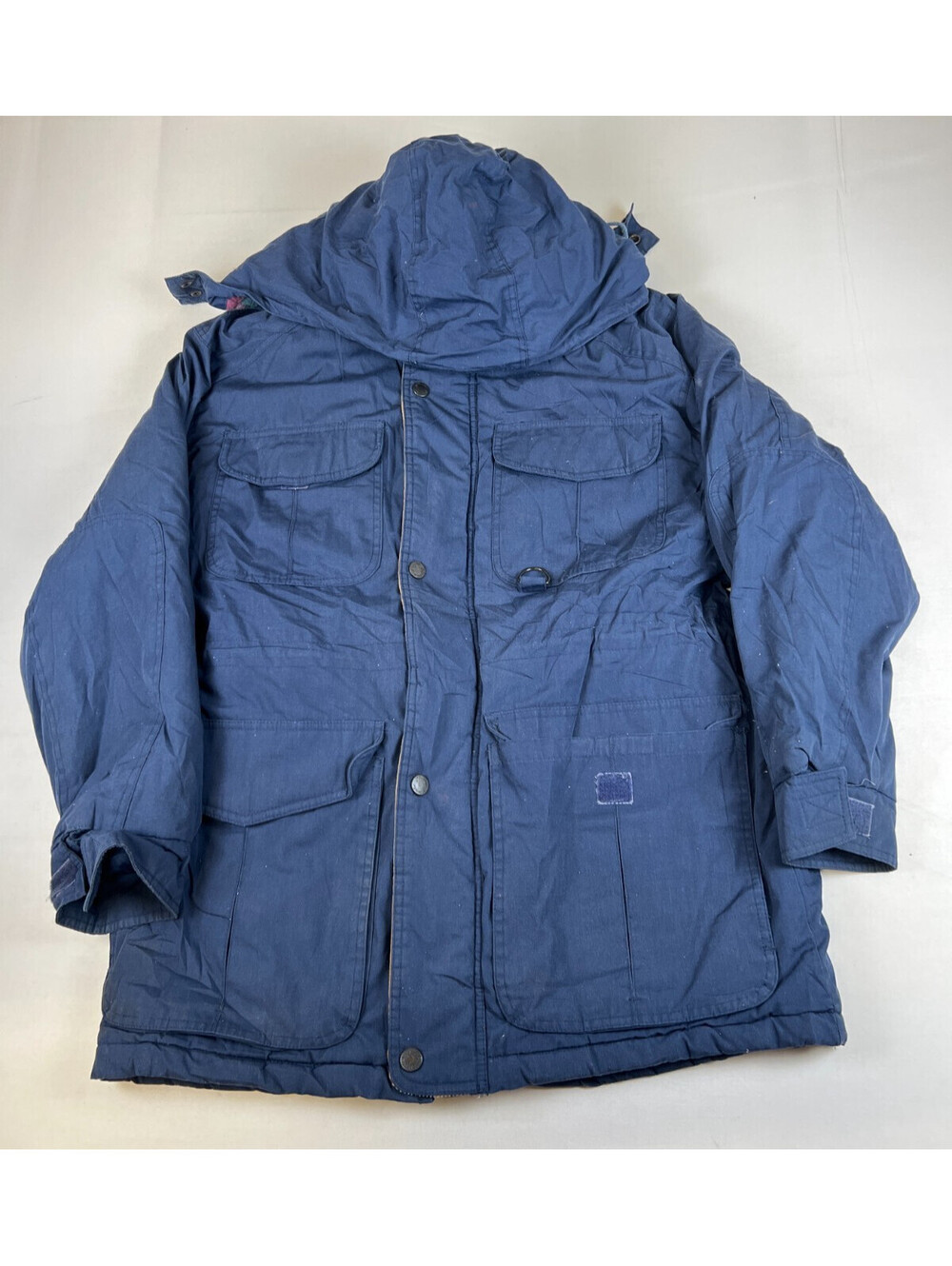 Vintage St. John's Bay Men M Blue Cotton Blend Insulated Hooded Winter Parka